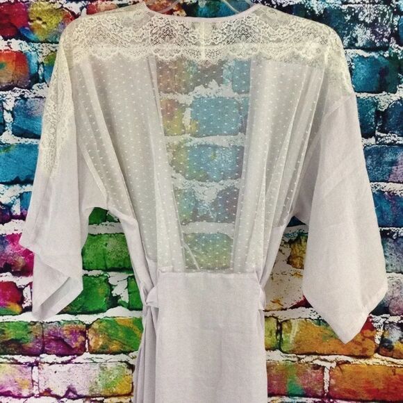 Linea Donatella Lace Back Satin Feel Robe Size S/M - Picture 9 of 9